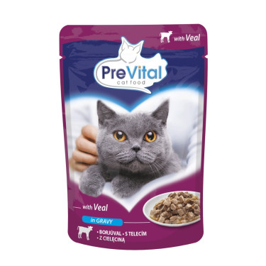Kapsička pro kočky PreVital 100 g - telecí v omáčce 