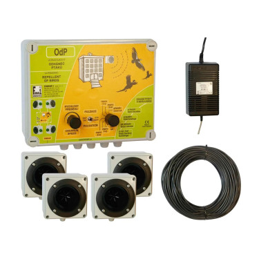 OdP-4 Plašič a odháněč ptáků se 4 reproduktory - Kompletní sestava odháněče ptáků se 4 reproduktory