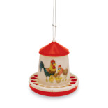 Plastové krmítko - ŠŤASTNÉ SLEPICE 4 kg - červené - 11364