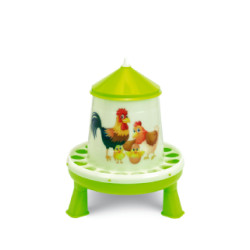 Plastové krmítko s nožičkami - ŠŤASTNÉ SLEPICE 4 kg - zelené - 11368