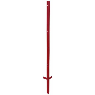 Kovový sloupek pro elektrický ohradník 115 cm x 2 mm, 5 otvorů - dvojitý nášlap, červený