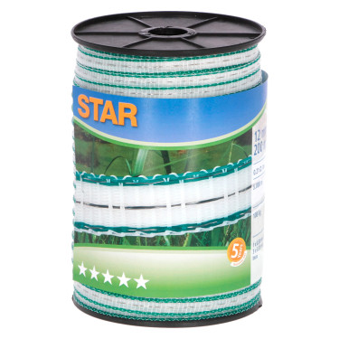 Ohradníková páska Star 200 m, 12 mm, bílo-zelená