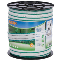 Ohradníková páska Star 200 m, 40 mm, bílo-zelená