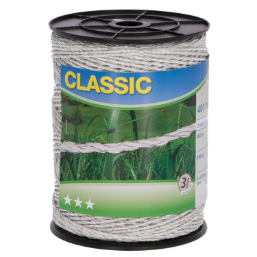 Ohradníkové lanko Classic (polywire) 400 m, bílé, 9 × 0,20 Niro