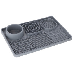 Lízací podložka pro psy XL s miskou, 30 x 20 cm, šedá  
