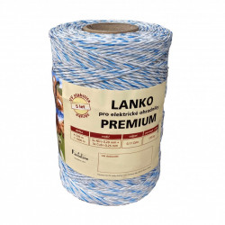 Lanko PREMIUM pro el. ohradník, 3x0,20 mm Niro + 3x0,25 mm CuSn, 500 m, bílo-modrá  