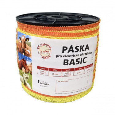 Páska BASIC 20 mm pro el. ohradník, 4x0,16 mm Niro, žluto-oranž.