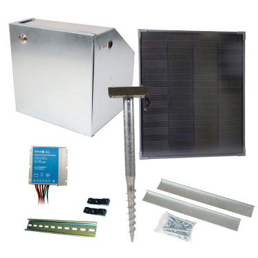 Základní sada na solární ohradník s bezpečnostní schránkou, regulátor 10 A, panel 40 W, konzole