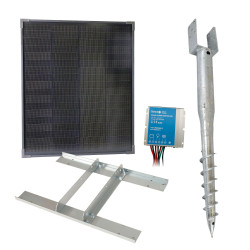 Základní sada solární napájení ohradníku, panel 40 W, držák zemní vrut, konzole, regulátor 10 A