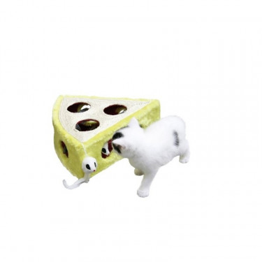 Hračka pro kočky Cheesy - sisalový sýr s myší  