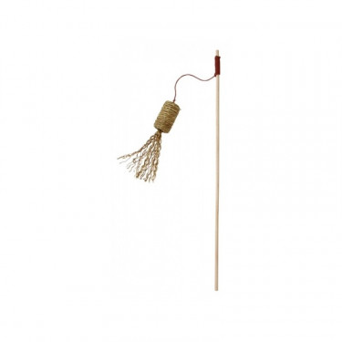Hračka pro kočky - prut s válečkem, přírodní, 41 cm  