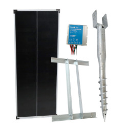 Základní sada solární napájení ohradníku, panel 100 W, držák zemní vrut, konzole, regulátor 10 A